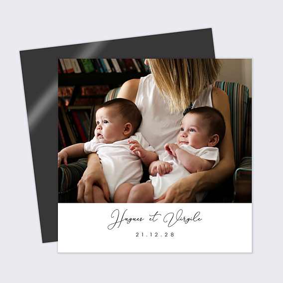 Faire part naissance Faire-part jumeaux tissu 3