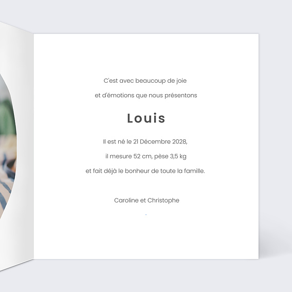 Faire part naissance Autour du Soleil Intérieur Droit