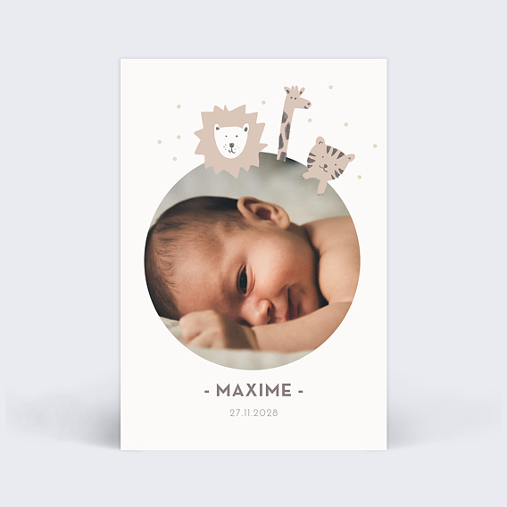 Faire part naissance Savane Girafe