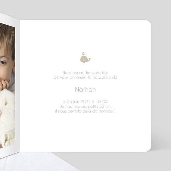 Faire part naissance Faire-part Baleine Intérieur Droit