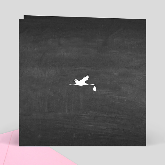 Faire part naissance Ardoise Cigogne Verso