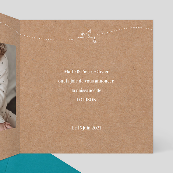 Faire part naissance Rétrospective Kraft Intérieur Droit