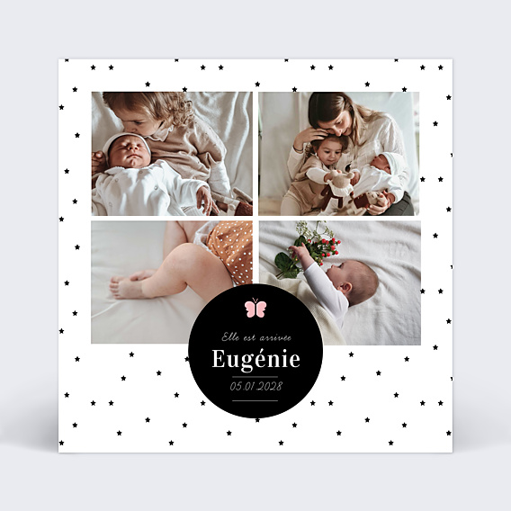 Faire-part Naissance Multi Noir et Blanc