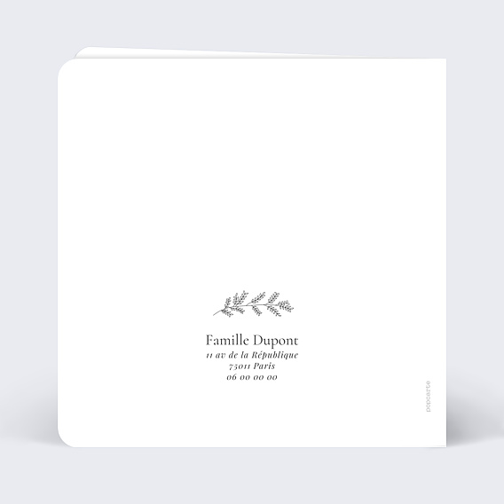 Faire part naissance Feuilles d'Automne Verso