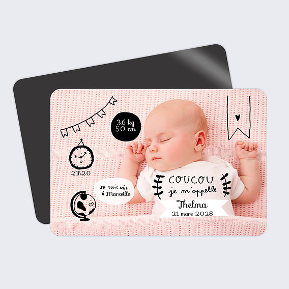 Faire part naissance Picto Photo Fille