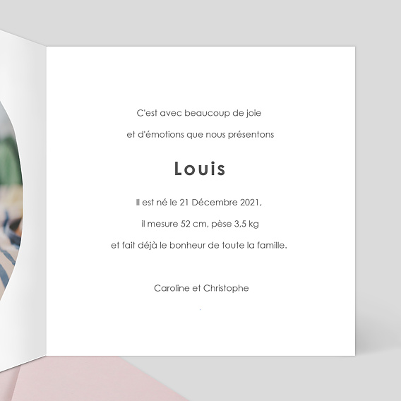 Faire part naissance Autour du Soleil Intérieur Droit