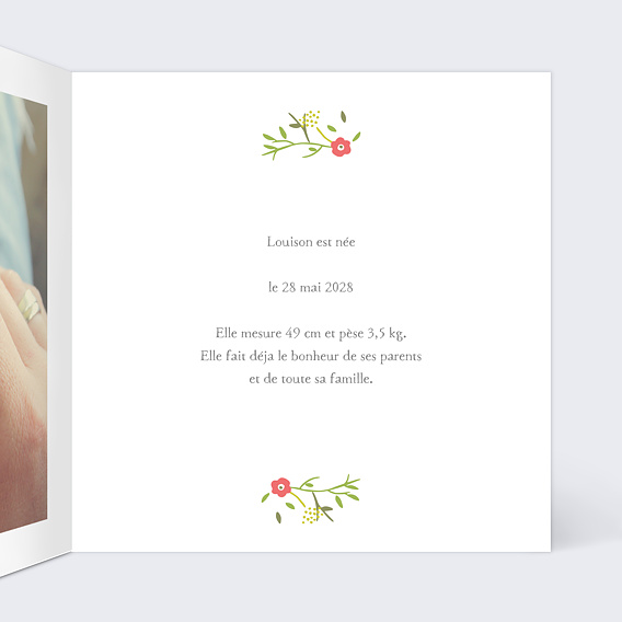 Faire part naissance Multi liberty fille Intérieur Droit
