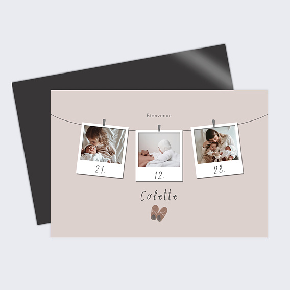 Faire part naissance Corde à Linge & Cœurs