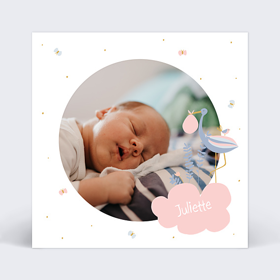 Faire-part Naissance Jolie Cigogne