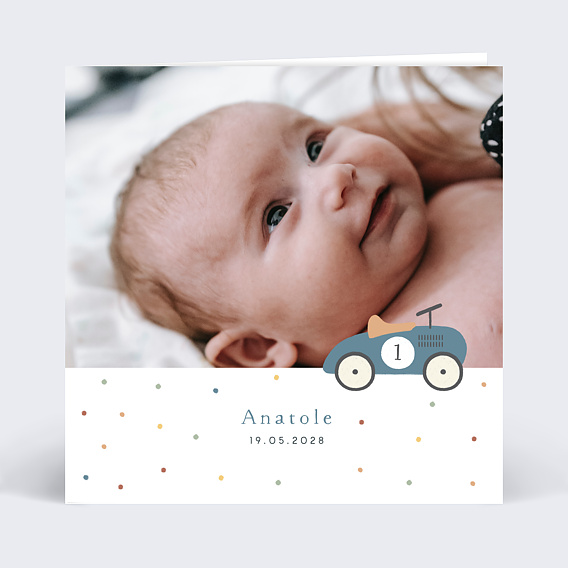 Faire part naissance Gravure Vintage Recto