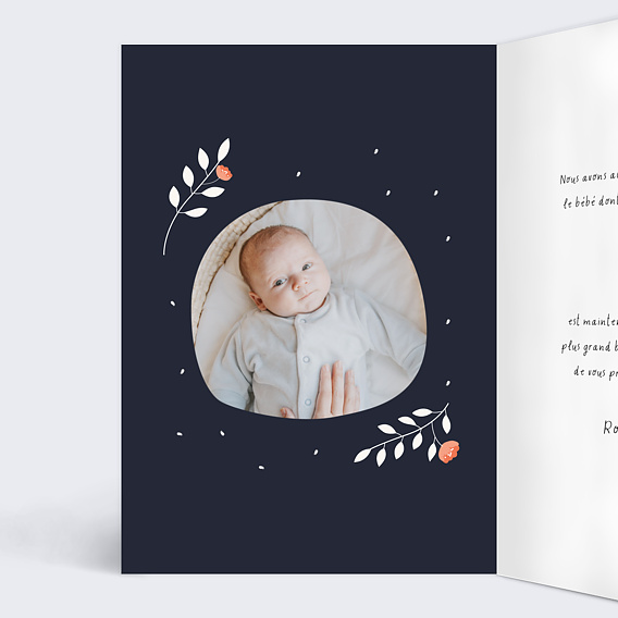 Faire part naissance Arbre Généalogique Intérieur Gauche