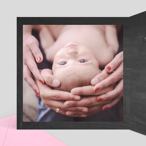 Faire part naissance Ardoise Cigogne Intérieur Gauche