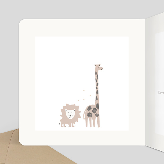Faire part naissance Savane Girafe Intérieur Gauche
