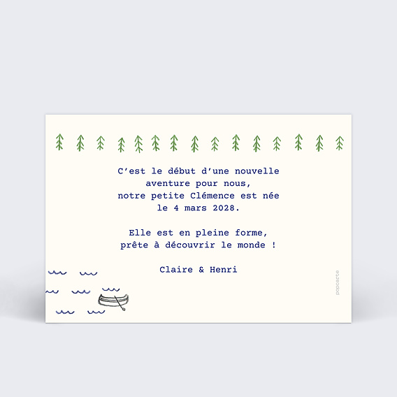 Faire part naissance Tipi Verso