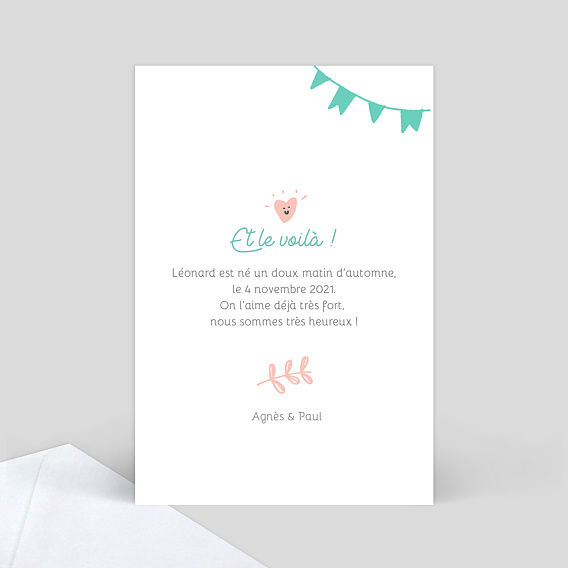 Faire part naissance Welcome Little Girl Verso