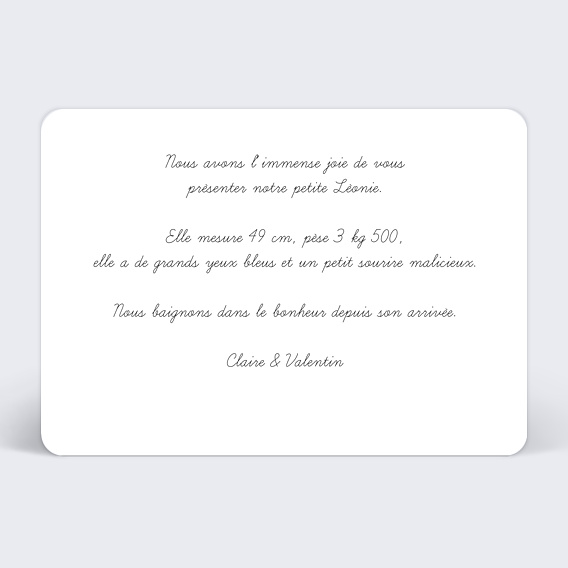 Faire part naissance Naissance Pluie Coeurs Verso