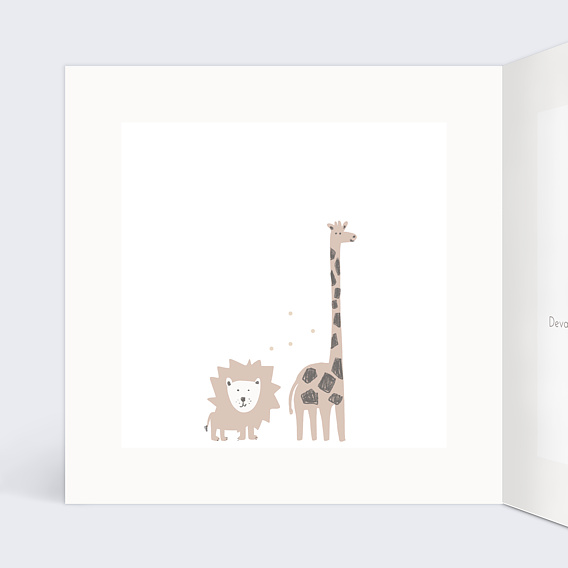 Faire part naissance Savane Girafe Intérieur Gauche