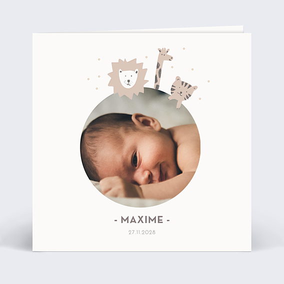 Faire-part Naissance Savane Girafe