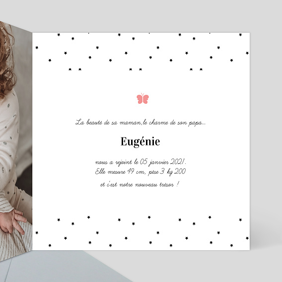 Faire part naissance Multi Noir et Blanc Intérieur Droit