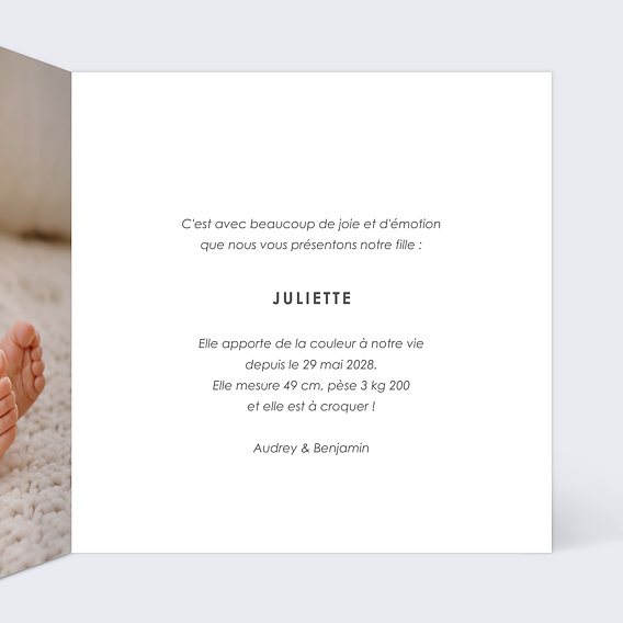 Faire part naissance Multi liberty jolis fruits Intérieur Droit