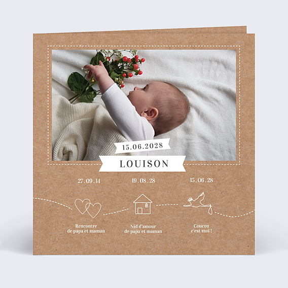Faire-part Naissance Rétrospective Kraft