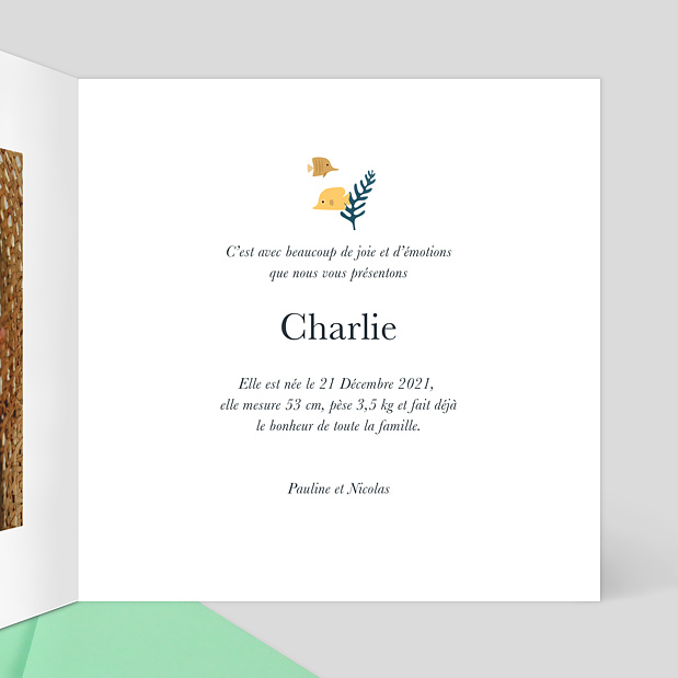 Faire-part de Naissance Multi Etoiles de Mer Intérieur Droit