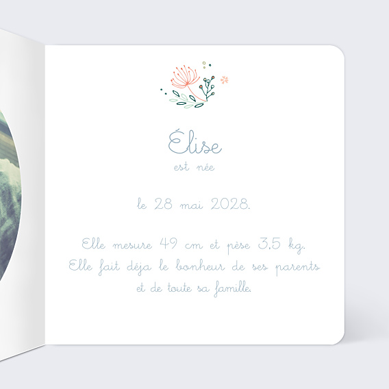 Faire-part Naissance Couronne de fleurs