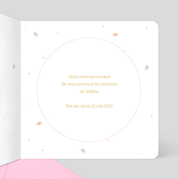 Faire-part de Naissance Jolie Cigogne Intérieur Droit