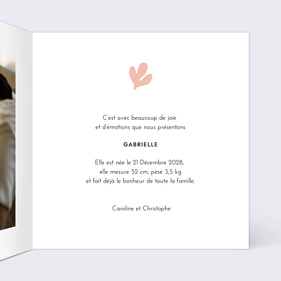 Faire-part Naissance Feuilles Exotiques