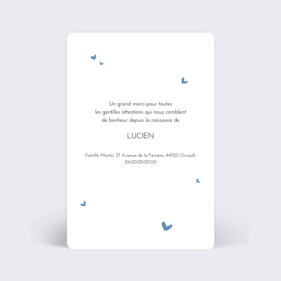 Faire part naissance Certificat Nuages Verso