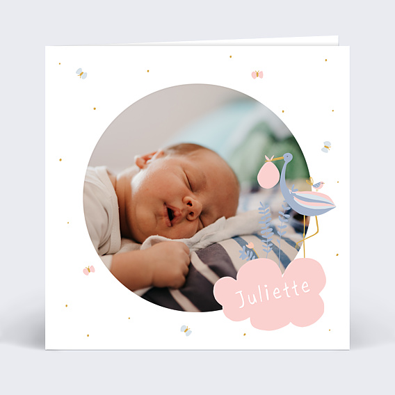 Faire-part Naissance Jolie Cigogne