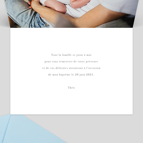 Carte remerciement baptême Corde à linge baptême Intérieur Droit