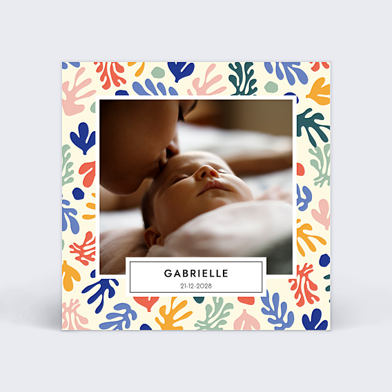 Faire part naissance Feuilles Exotiques