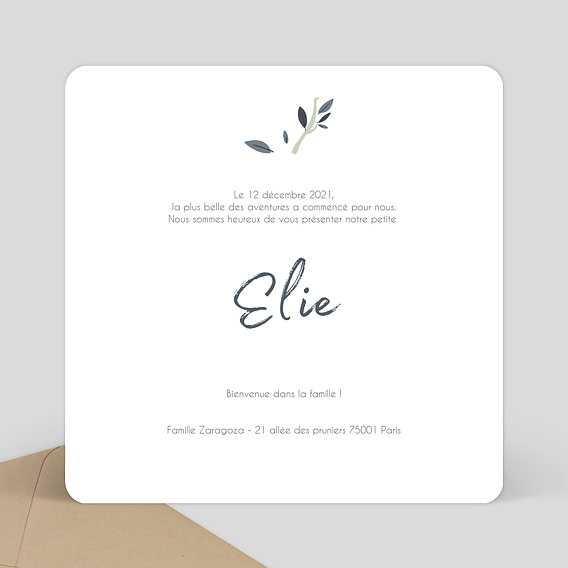 Faire part naissance Wild animals Verso