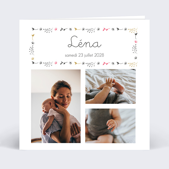 Faire part naissance Multi Feuilles d'Automne Recto