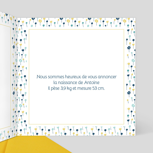 Faire-part de Naissance Multi Parterre de Fleurs Intérieur Droit