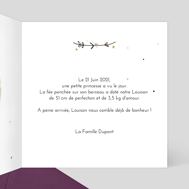 Faire-part De Naissance Petite Princesse Intérieur Droit