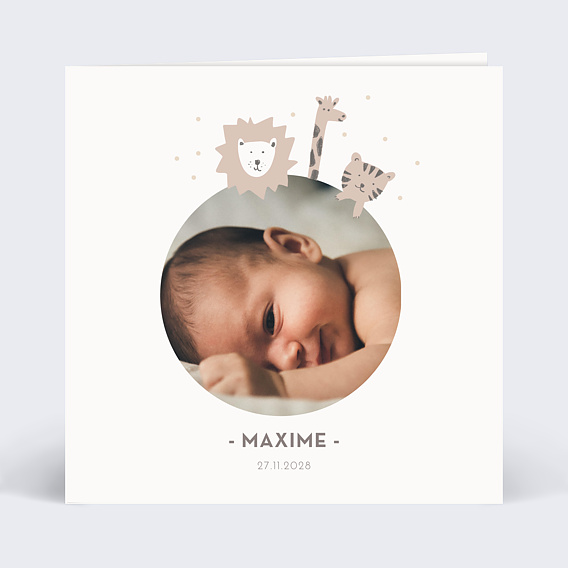 Faire part naissance Savane Girafe