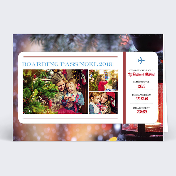 Carte de Noël Boarding pass noël