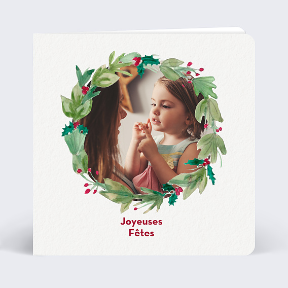 Carte de Noël  Couronne de Noël photo aquarelle