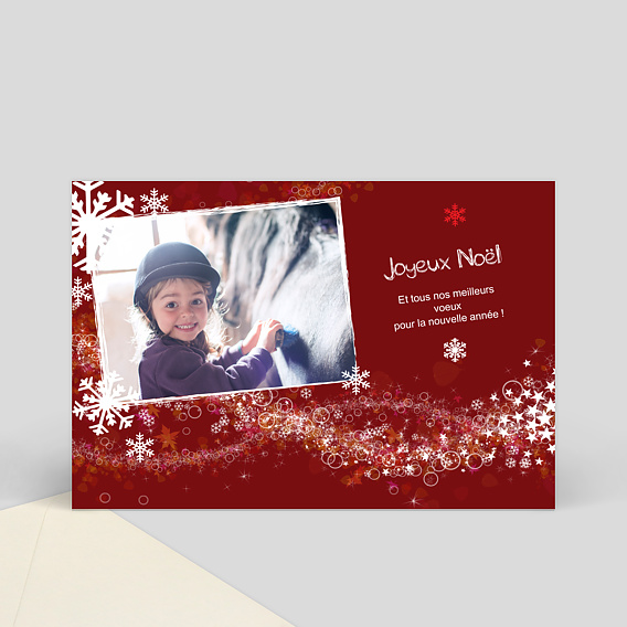 Carte de Noël Noël Flocons Rouges