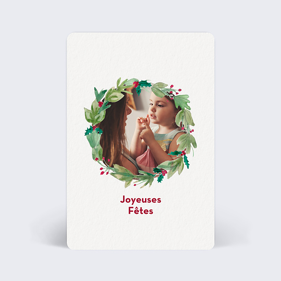 Carte de Noël Couronne de Noël photo aquarelle