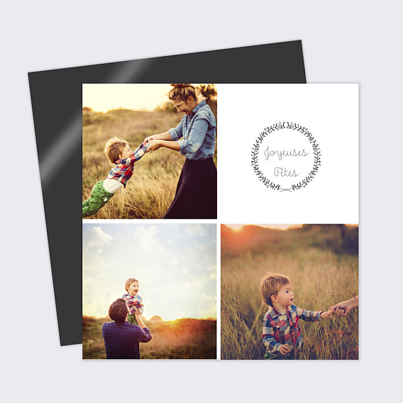 Carte de Noël Couronne fleurie