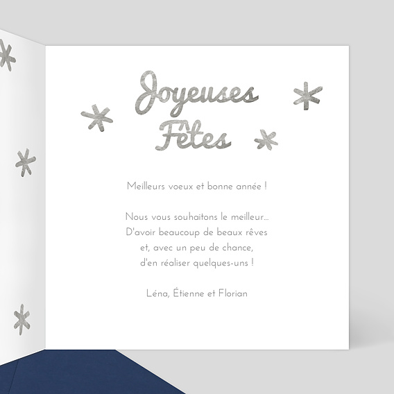 Carte de Noël  Etoiles d'argent Intérieur Droit