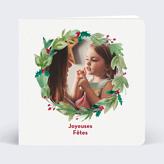 Carte de Noël Couronne de Noël photo aquarelle