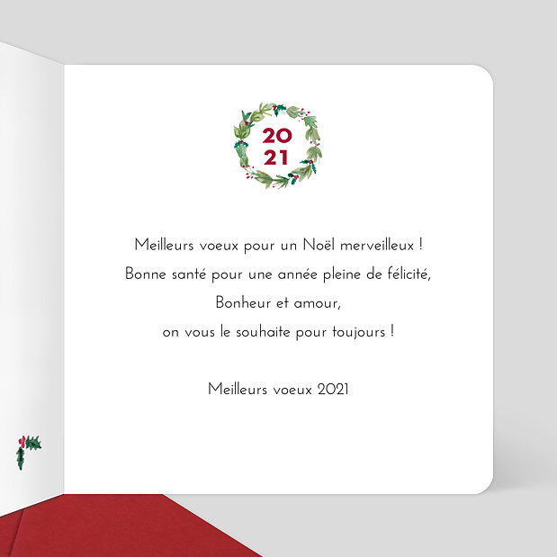 Carte de Noël Couronne de Houx Intérieur Droit