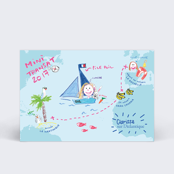 Carte Postale Bon vent Clarisse !