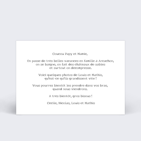 Carte postale Vacances classique 4 photos Verso