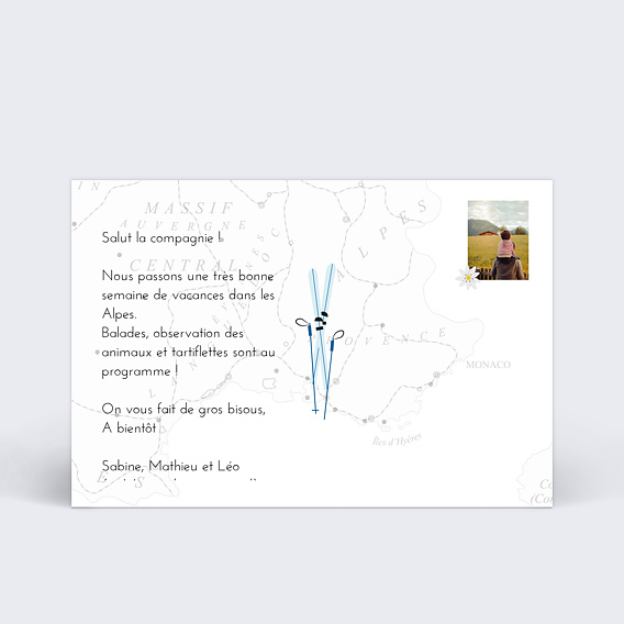 Carte postale Alpes Verso