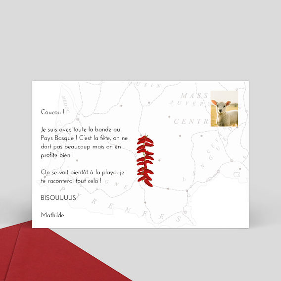 Carte postale Typographie Pays Basque Verso